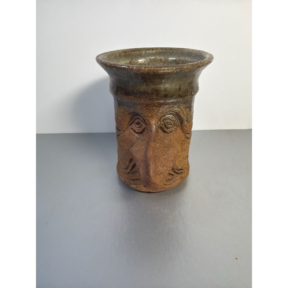 Vintage‎ Studio Pottery Handcrafted Face Jug Vase 4"